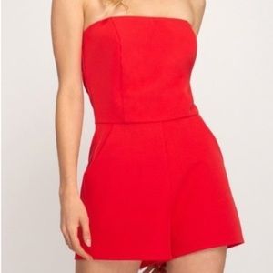 She + Sky Strapless Romper w/ Pockets
